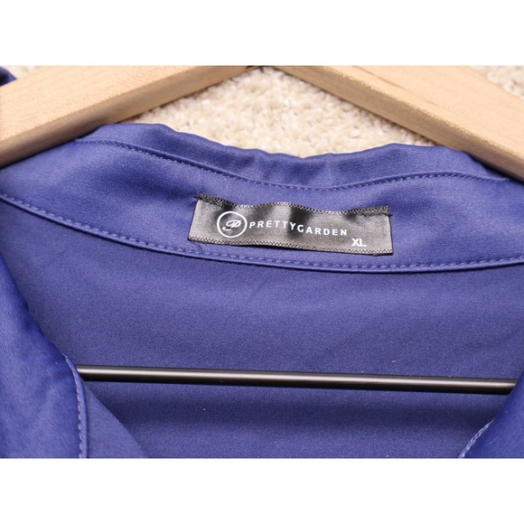 PRETTY GARDEN Navy Blue Long Sleeve Belted Shirt Dress Tunic Coastal XL - Picture 3 of 9